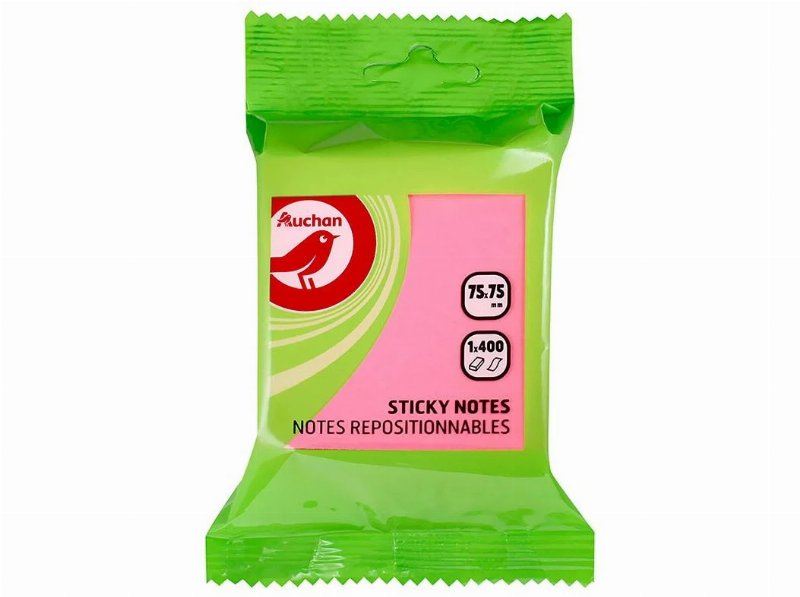 Bloco De Notas Auchan 400 Folhas Aderentes 75X75Mm