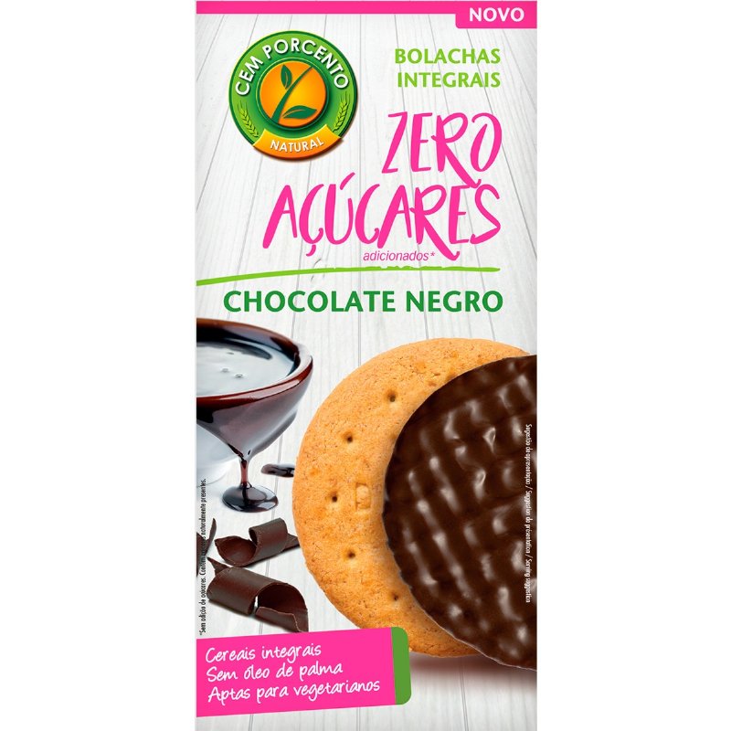 Bolachas Integrais Zero Açúcares Adicionados De Chocolate Negro 130 g