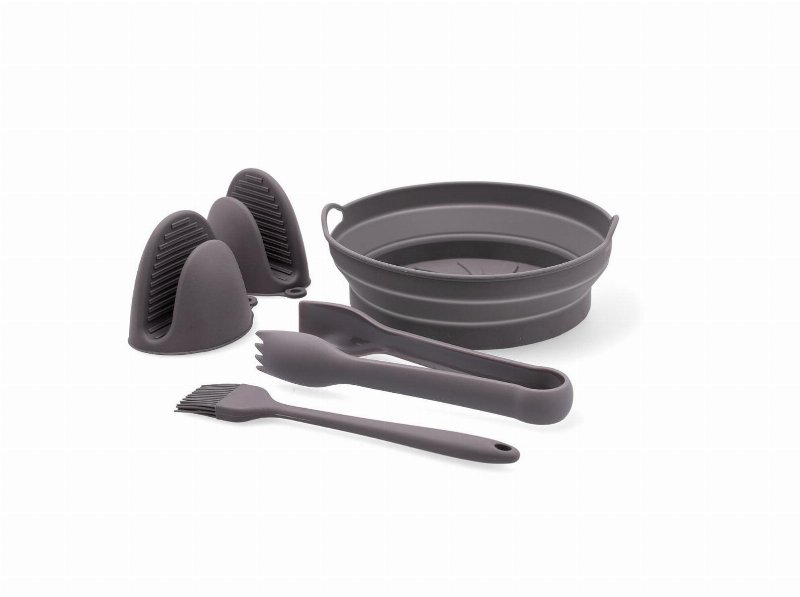 Conjunto De 5 Acessórios Quid Em Silicone Cinzento Para Air Fryer