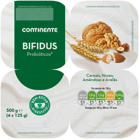 Iogurte Bifidus Cereais, Nozes, Amêndoas E Avelãs Continente 500 gr (4 Un)