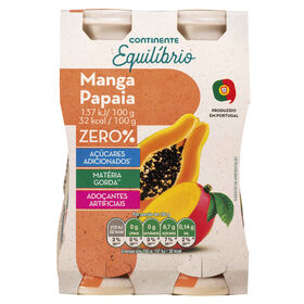 Iogurte Líquido Manga E Papaia Sem Açúcar Continente Equilíbrio 640 gr (4 Un)