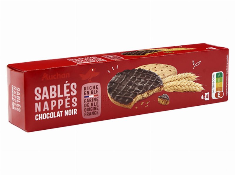 Bolacha Auchan Com Cobertura Chocolate Preto 195 g