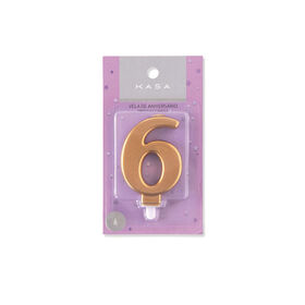 Vela Nº6 8Cm Dourado Kasa