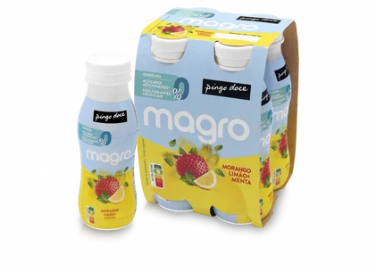 Iogurte Líquido Magro 000% Morango, Limão E Menta Pack 4 Pingo Doce 4x0.17Kg