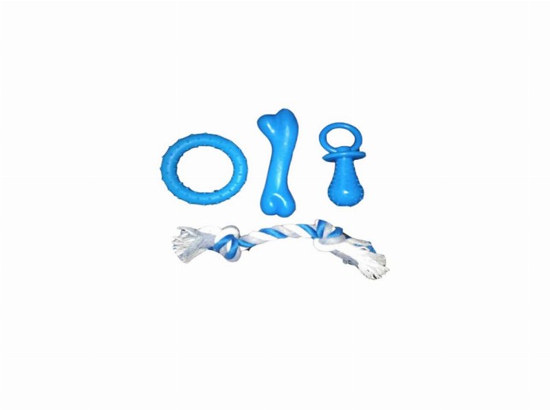 Kit Brinquedos Cão Pawise Puppy Life 4Un Azul