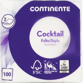 Guardanapos 2 Folhas Cocktail Continente 100 Un