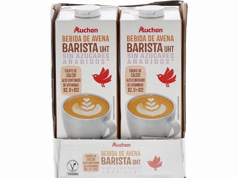 Bebida Aveia Uht Auchan Barista Sem Adição De Açúcares 6X1 l