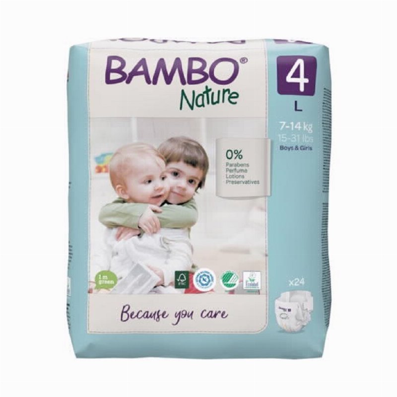 Fraldas Bambo Nature 4 Tamanho L 7-14 kg 24Un
