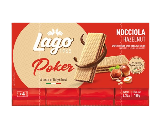 Bolacha Poker Com Recheio Avelã Pack4X45 g Lago