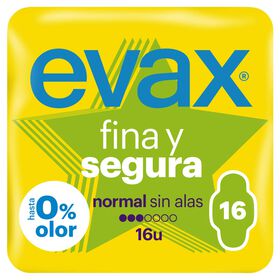 Pensos Higiénicos Fina E Segura Normal Sem Abas Evax 16 Un