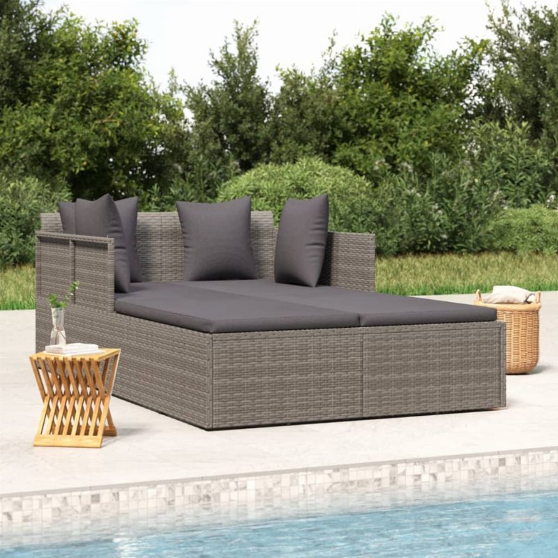 Hkh Espreguiçadeira Com Almofadões Cinzentos 182X118X63 Cm Vime Pe - Cinzeto