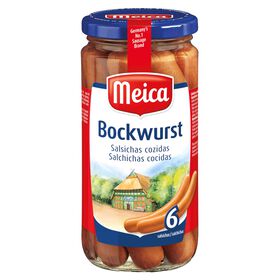 Salsichas Alemãs Bockwurst Frasco 6 Un Sem Glúten Meica 380 gr (Peso Escorrido 180 gr)