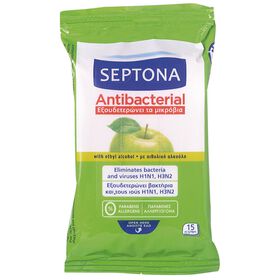 Toalhitas Antibacterianas Maçã Verde Septona 15 Un