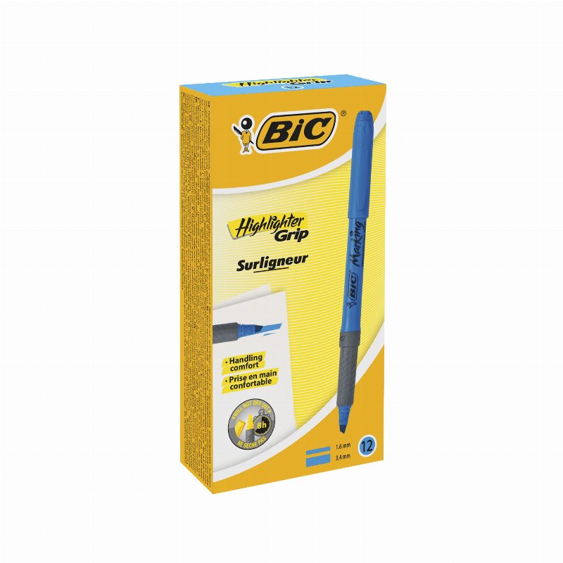 Bic Caixa De 12 Marcadores Brite Liner Grip Azul
