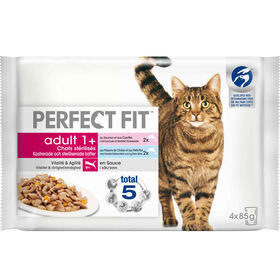 Comida Húmida Para Gato Pescada E Salmão Perfect Fit 4 X 85 g