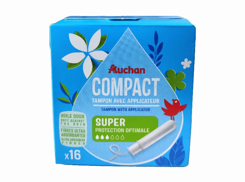 Tampões Auchan Compacto Super Com Aplicador 16Un