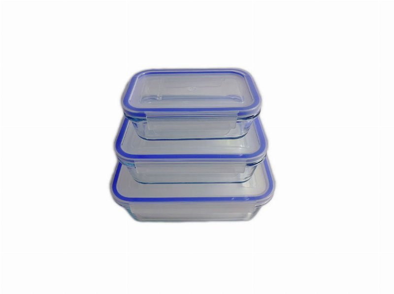 Conjunto De 3 Caixas Herméticas Actuel Vidro Rectangular Azul 0.3 l/0.8 l/1.7 l