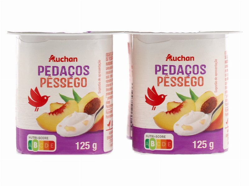 Iogurte Auchan Pedaços Pêssego 4X125 g