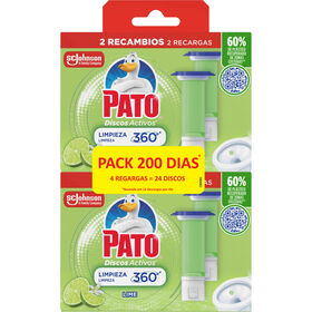 Discos Sanitários Ativos Recargas Lime Pato 4 X 6 Doses