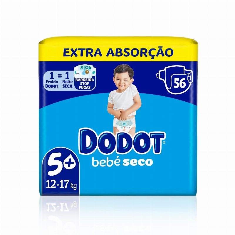 Dodot Bebé Seco Extra Fraldas T5 (12-17 kg) 56 Un