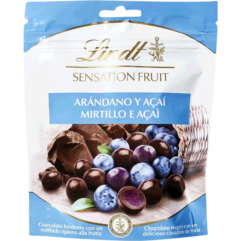 Bombons De Chocolate Preto Recheados Com Mirtilo E Açai Sensation Fruit 150 g