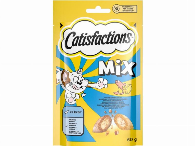 Snacks Para Gato Catisfactions Com Salmão E Queijo 60 g
