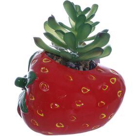 Planta Artificial Suculenta Vaso Morango Kasa