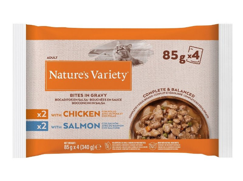 Comida Húmida Nature's Variety Gato Frango/Salmão 4X85 g