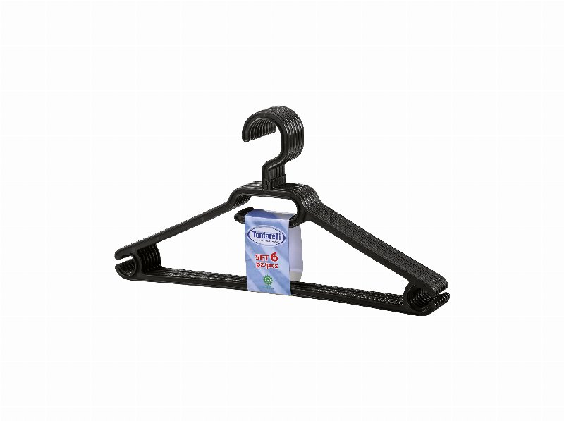 Conjunto De 6 Cabides Auchan Essencial Plástico Preto
