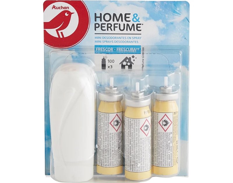 Ambientador Auchan Mini Spray Frescura Com Recargas 3X15 ml
