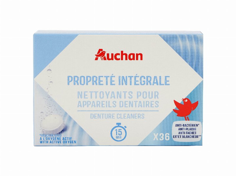 Pastilhas Auchan Próteses Dentária Branqueadora 36Un