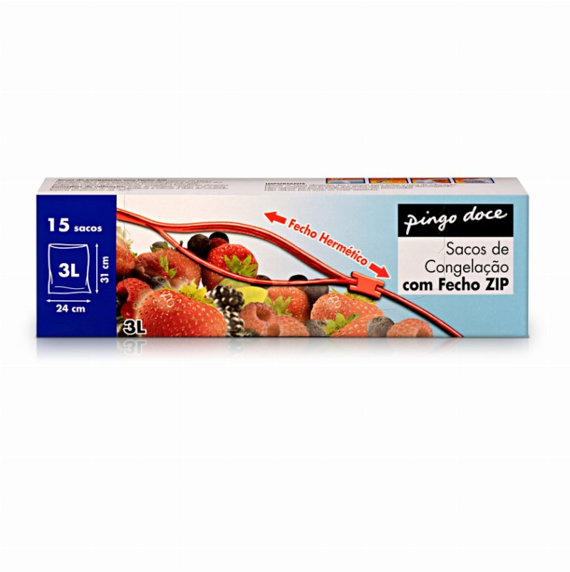 Sacos Para Congelar Com Zip 3 l Pingo Doce 15Un
