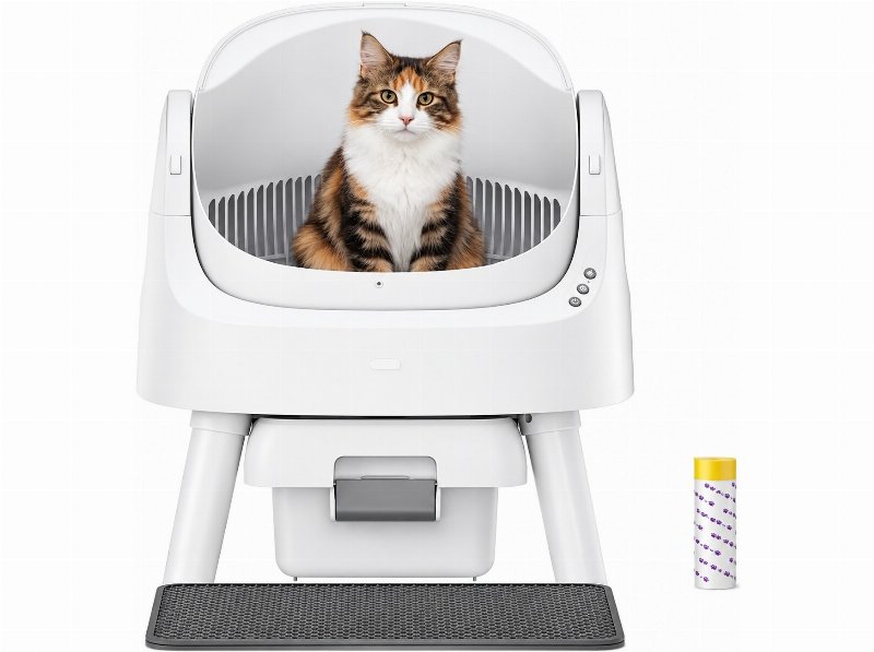 Caixa De Areia Para Gatos Tobrands Autolimpeza Branco 61X54X52Cm