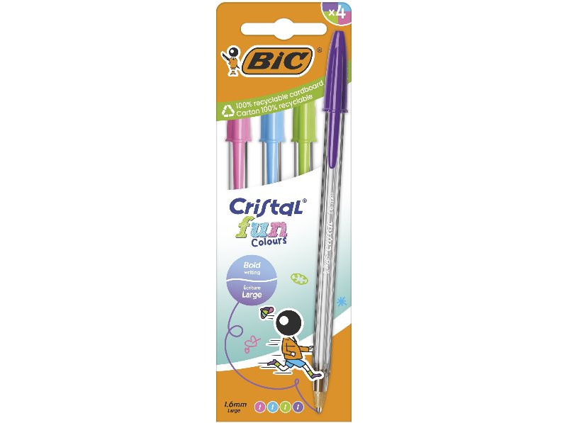 Pack 4 Cores Esferográfica Cristal Bic