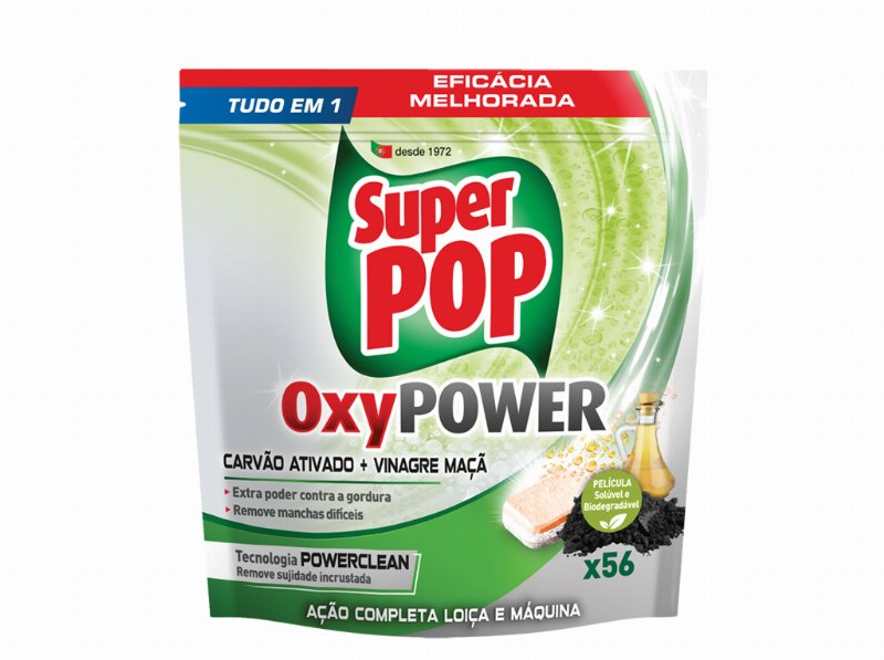 Detergente Máquina Da Loiça Oxyplus Carvão Super Pop 56 Doses