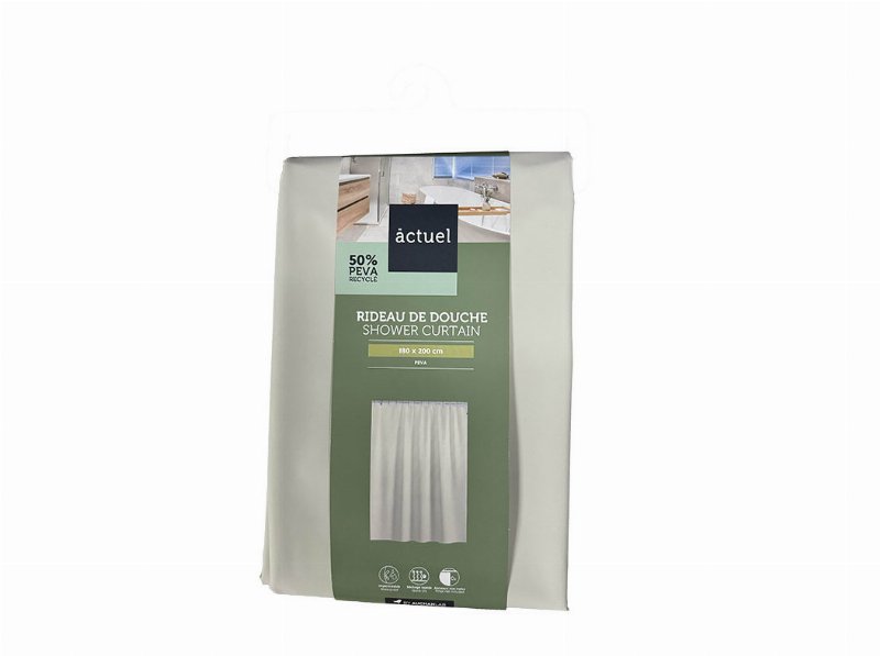 Cortina Duche Actuel 50% Reciclado Bege 180X200Cm