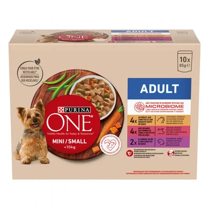Comida Húmida Para Cão Adulto <10 kg Mix De Carnes Purina One 0.85Kg