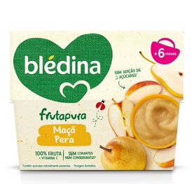 Puré De Fruta Maçã E Pera +6M Blédina 4 X 95 gr