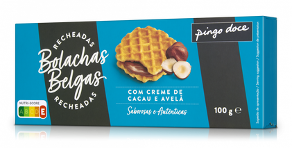 Bolachas Belgas Com Recheio De Cacau E Avelãs Pingo Doce 0.1Kg
