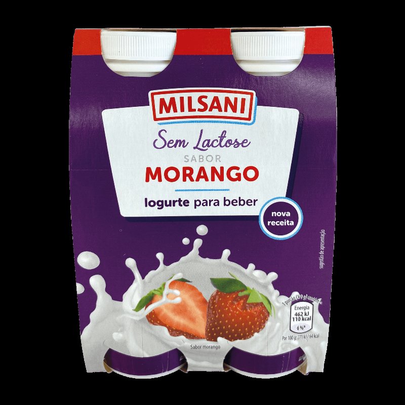 Iogurte Líquido Sem Lactose De Morango 4 X 170 g