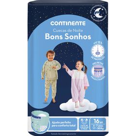Fraldas Cueca Bons Sonhos 17-30 kg 4-7 Anos Continente 16 Un