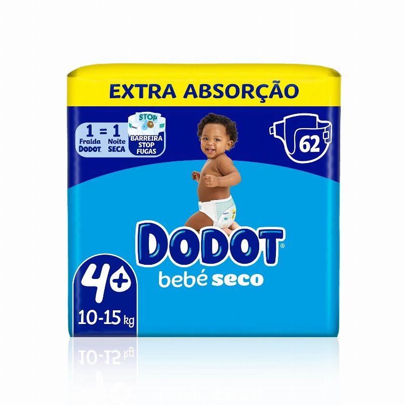 Dodot Bebé Seco Extra Fraldas T4 (10-15 kg) 62 Un