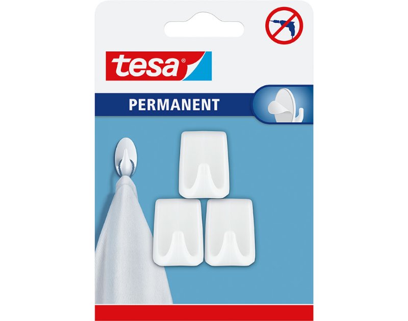 Ganchos Permanentes Tesa Rectangular S Branco Pack 3 Unidades