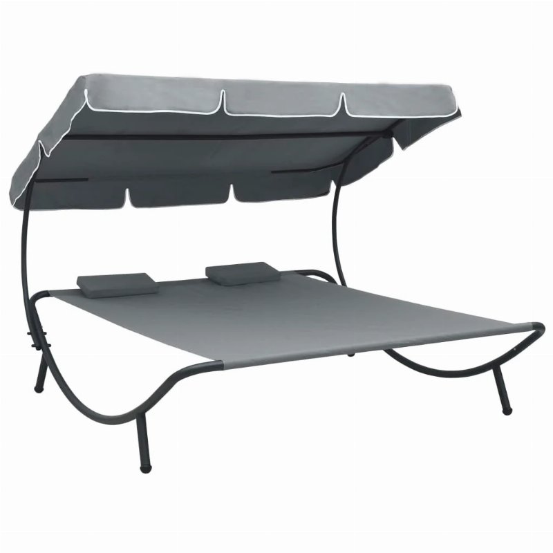 Hkh Espreguiçadeira Com Toldo E Almofadas Cinzento - Cinzeto