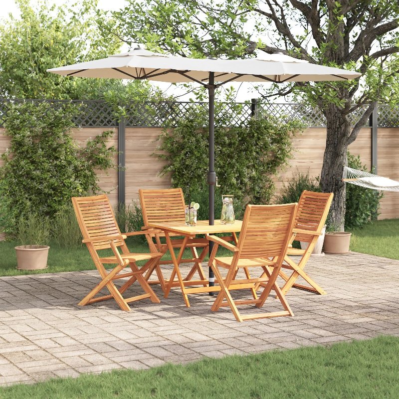 Conjunto De Jantar Para O Jardim Com 5 Peças - Madeira Sólida De Acácia - Castanho