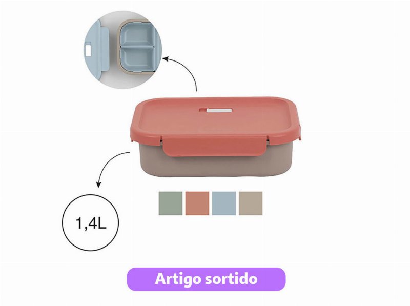 Caixa Hermética Plástico Codil 3 Divisórias 1.4 l Cores Sortidas