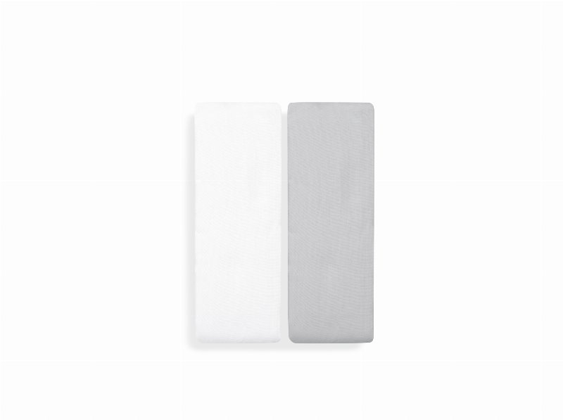 Conjunto De 2 Lençóis Ajustáveis Interbaby Branco/Cinzento 60X120Cm
