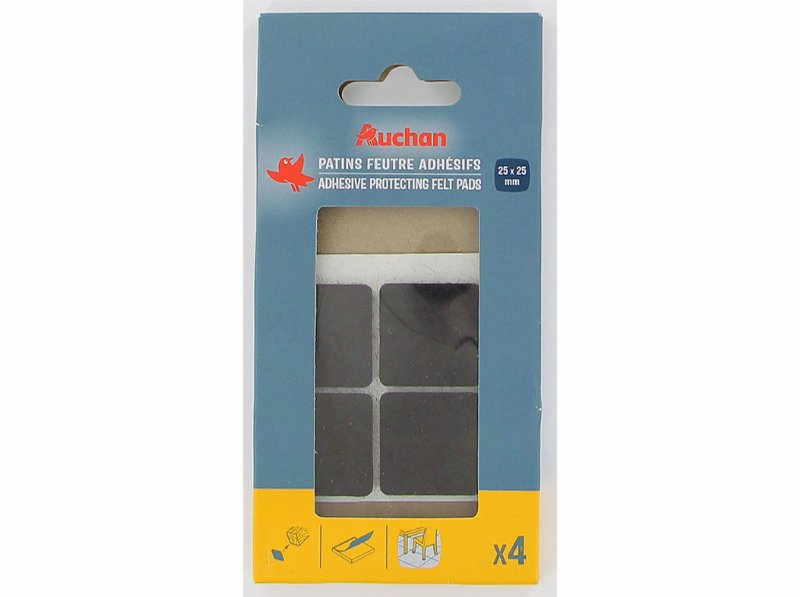 Feltros Protetores Auchan Castanhos Adesivos 25X25Mm
