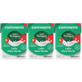 Leite Uht Meio Gordo Continente 3 X 200 ml