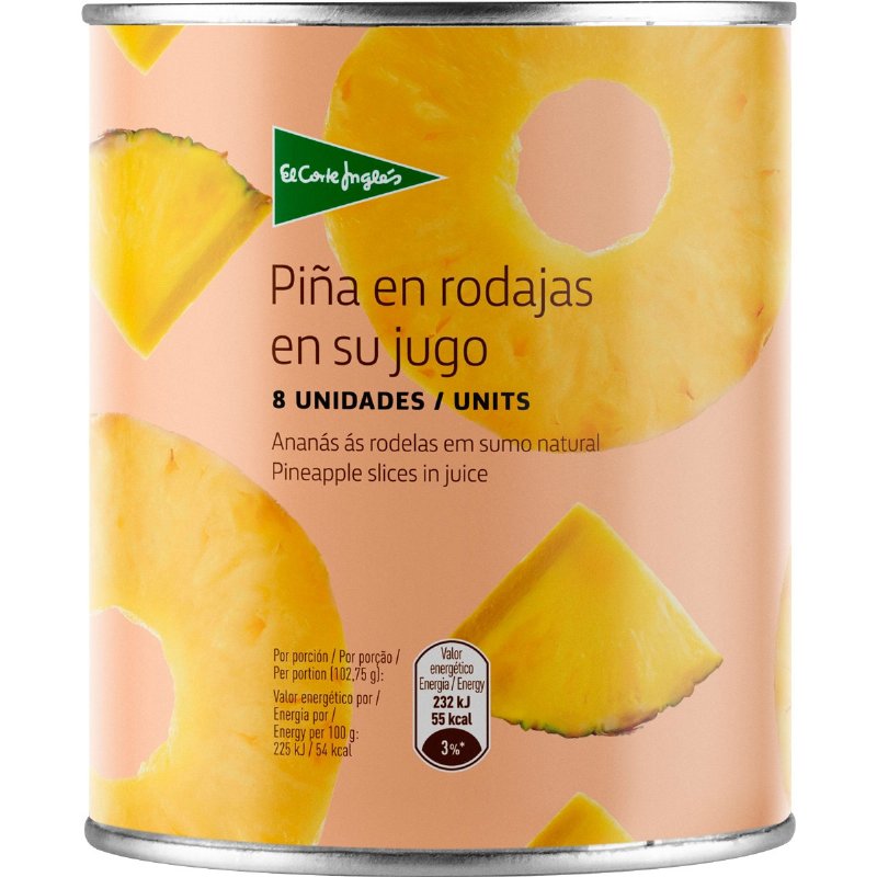 Ananás Às Rodelas Em Sumo Natural 490 g